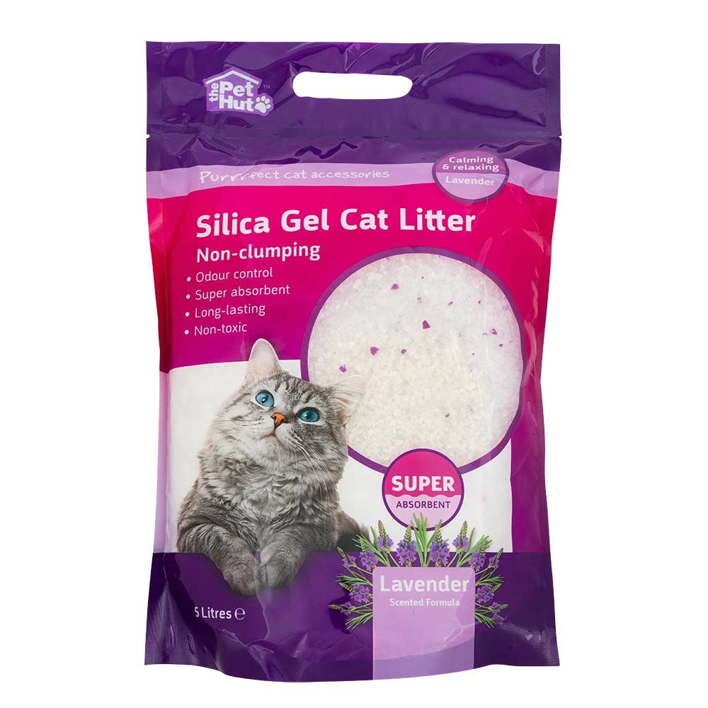 Pet Hut Non Clumping Silica Gel Cat Litter Lavender Scented 5 Litres